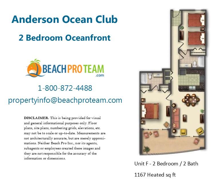 Anderson Ocean Club Floor Plan F - 2 Bedroom Oceanfront Interior